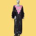 Oreofe Collection: Boubou Kaftan with Pink Embroidery and Gold Stones