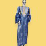Oriola Collection: Boubou Kaftan with Gold and Grey Embroidery