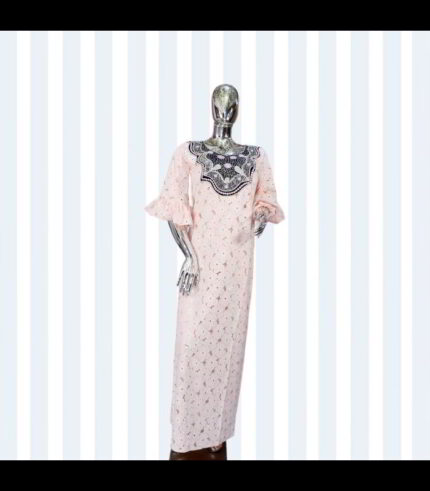 Bolu Collection: Whimsical Whisper Boubou Kaftan - Embellished Embroidery with Gleaming Stones