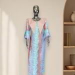 Eri Collection: Crimson Crown Boubou Kaftan - Embroidered Splendor with Glistening Stones