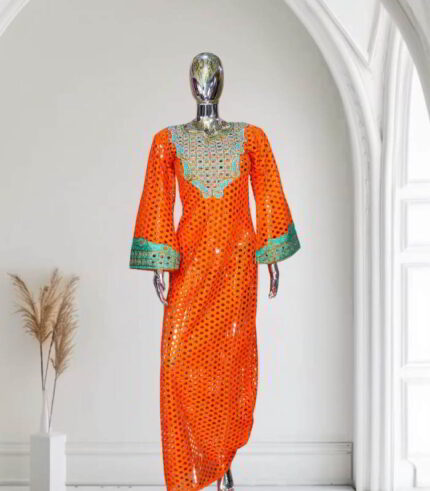 Ibukun Collection: Harmony Haven Boubou Kaftan - Embroidered Opulence with Glittering Stones