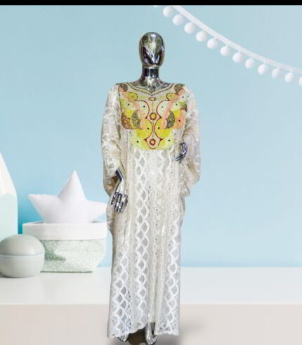 Jola Collection: Sapphire Serenade Abaya Kaftan - Embellished Elegance with Glittering Stones