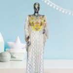 Jola Collection: Sapphire Serenade Abaya Kaftan - Embellished Elegance with Glittering Stones
