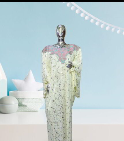 Kiki Collection Abaya Boubou Kaftan: Embroidered Elegance with Crystal and Stone Embellishments