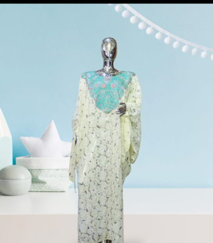 Kiki Collection Abaya Boubou Kaftan: Embroidered Luxury with Beaded and Stone Accents