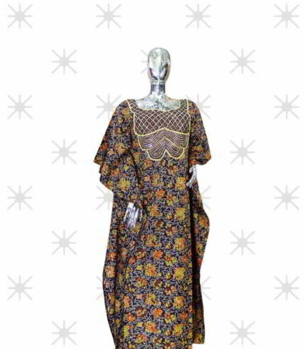 Lola Collection: Enchanted Oasis Embroidered Stone Kaftan