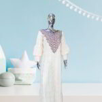 Moronke Collection: Majestic Mosaic Kaftan - Embroidered Elegance with Glistening Stones