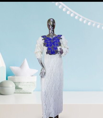 Nimi Collection: Golden Gala Kaftan - Embellished Elegance with Shimmering Stones