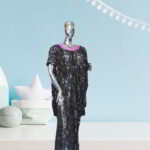 Nkem Collection: Abaya Kaftan with Purple Bead Embellishments