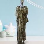 Nkem Collection: Abaya Kaftan with Black Bead Embellishments
