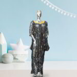 Nkem Collection: Gilded Gardenia Boubou Kaftan - Intricate Embroidery and Dazzling StoneworK