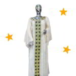 Omooba Collection: Ivory Illumination Kaftan - Handcrafted Embroidery and Shiny Stones