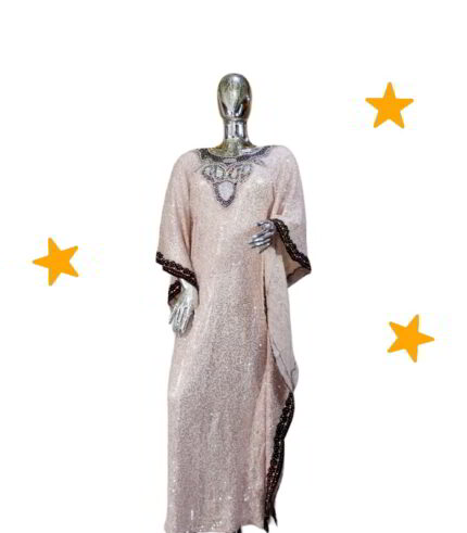 Omooba Collection: Celestial Couture Kaftan - Embroidered Splendor with Dazzling Stones