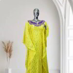Tiara Collection: Gilded Gardenia Kaftan - Embroidered Opulence with Luminous Stones