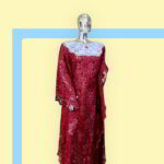 Tiara Collection: Golden Glow Kaftan - Embroidered Magnificence with Glistening Stones
