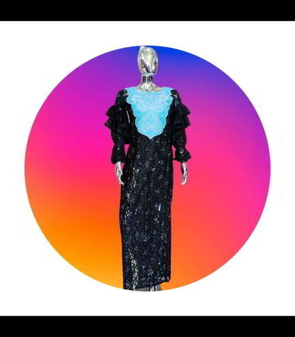 Tomi Collection Boubou Kaftan: Embroidered Radiance with Shining Stone Accents