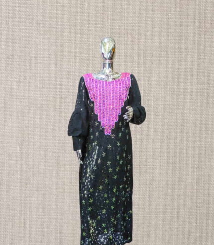 Yimi Collection Boubou Kaftan: Embroidered Elegance with Exquisite Rhinestone Accents