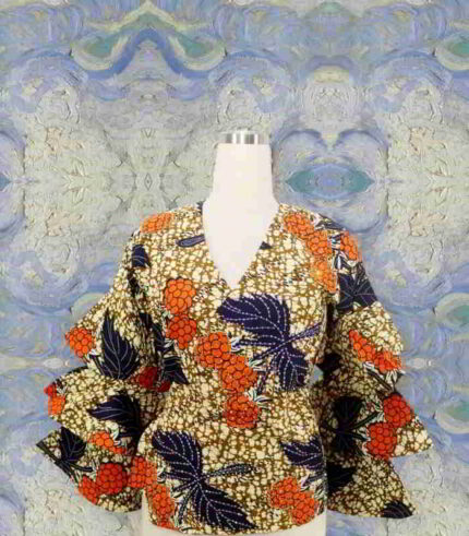 Ime Collection: Ankara Top Embellished with Exquisite Gemstones