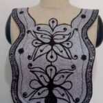 Black and White Embroidery Full Neck