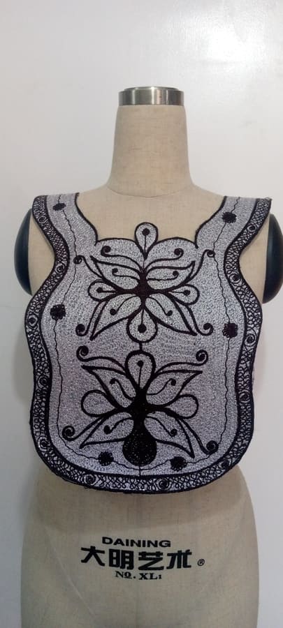 Black and White Embroidery Full Neck