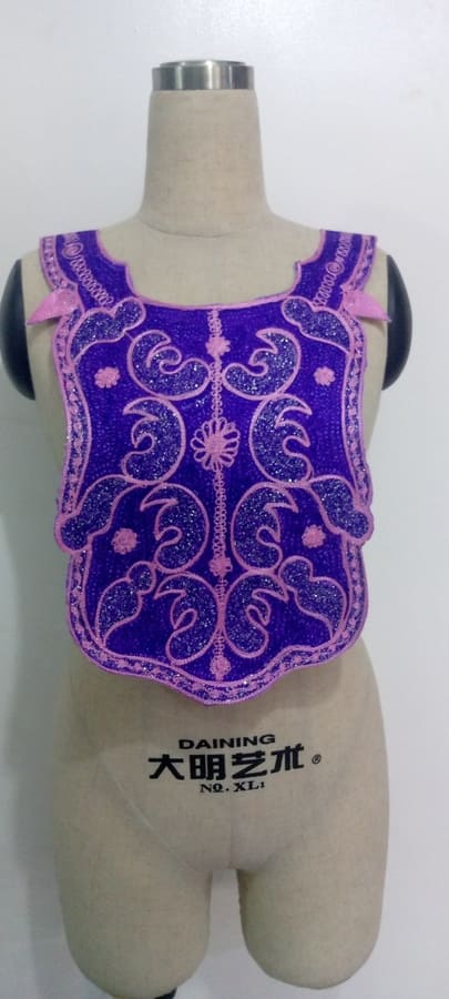Blue and Pink Embroidered Neck