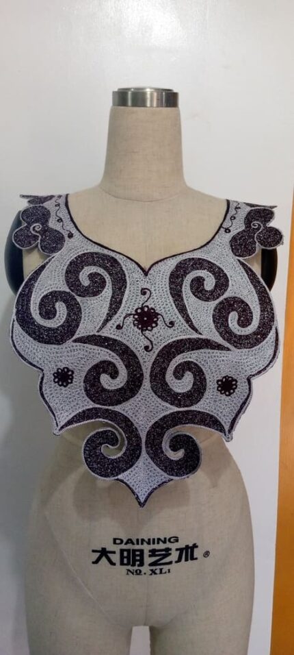 Black and Grey Embroidery Neck