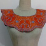 Vibrant Orange and Blue Embroidered Collar