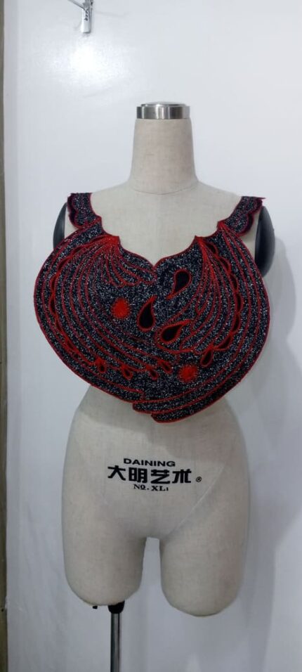 A Red and Black Neck Embroidery