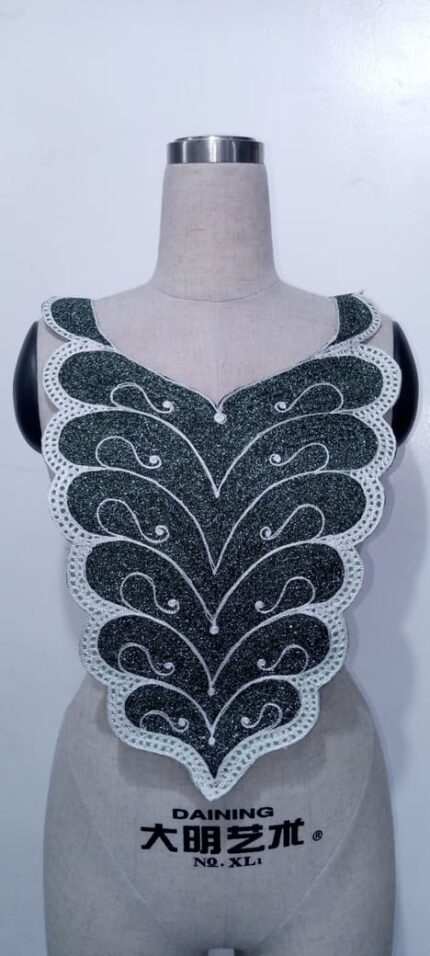 A black and white embroidery