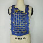 A blue and yellow V neck embroidery