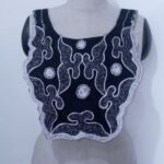 Black and white front embroidery