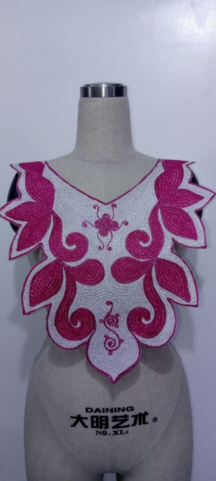 Magenta Swirl Neck Embroidery