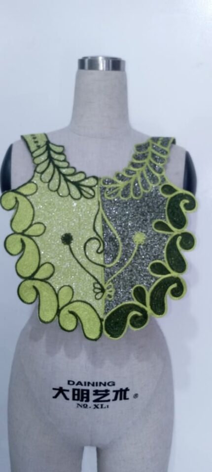 Lime Leaf Neckline Embroidery