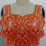 Orange and White Embroidered Neck