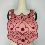 Burgundy Rose Neck Embroidery