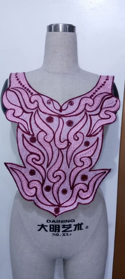 Crimson Pick Neck Embroidery