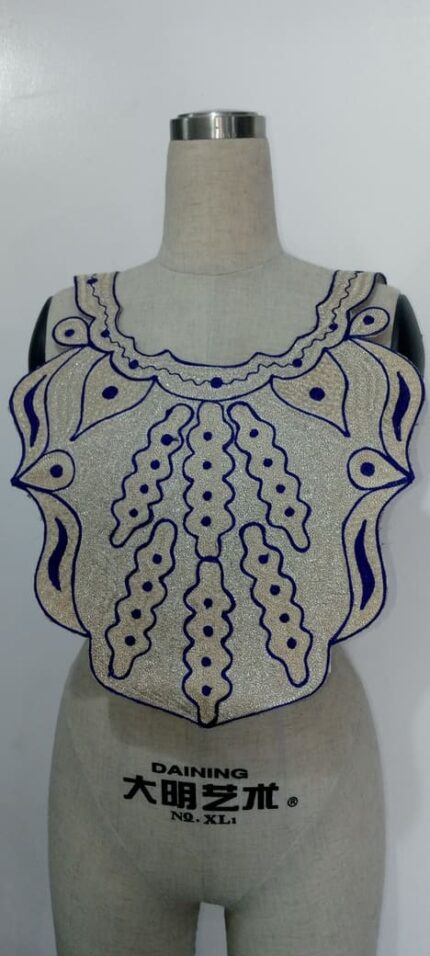 Silver Backdrop Neck Embroidery