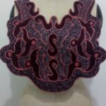 Burgundy Black neck Embroidery