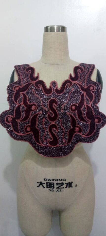 Burgundy Black neck Embroidery