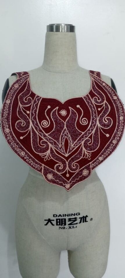 Garnet Crest Neck embroidery