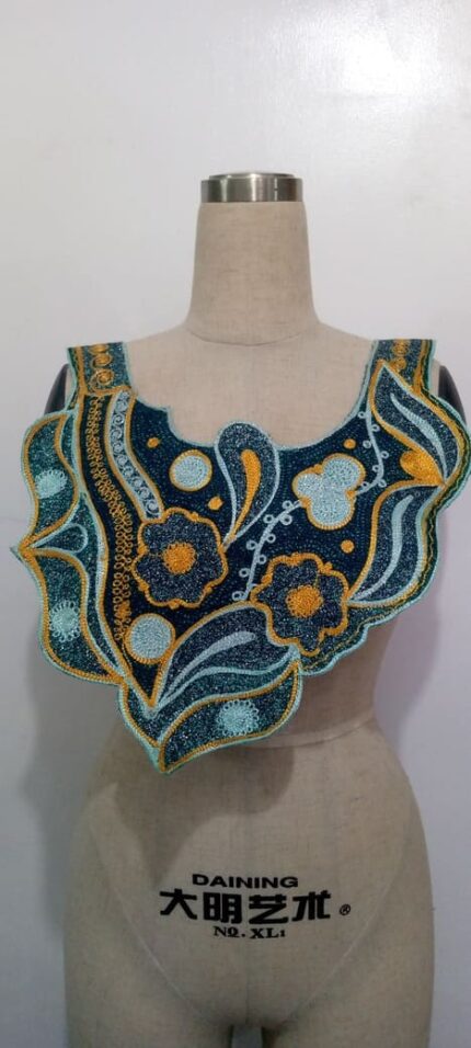 Sunset Green Neck Embroidery