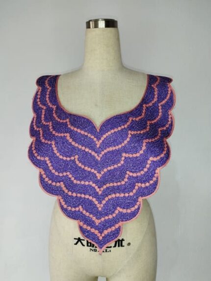 Purple V Neck Embroidery