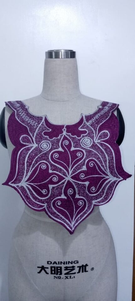 Feathered Vine Neck Embroidery
