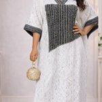 Amarachi Boubou Kaftan: Embroidered Glam with Mesmerizing Gemstone Accent