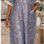 Amarachi Boubou Kaftan: Opulent Beaded Neckline Boubou Robe