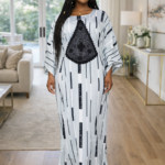 Ara Collection: Silken Symphony Abaya Kaftan Embroidered Magnificence