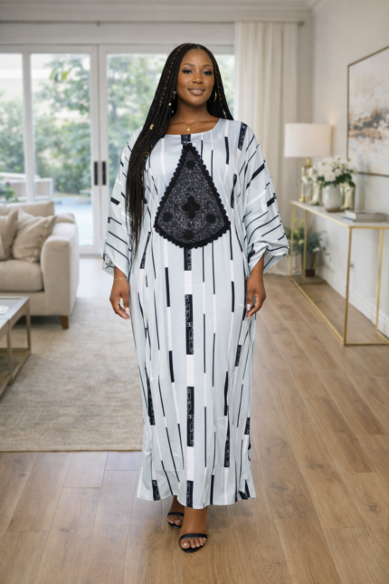 Ara Collection: Silken Symphony Abaya Kaftan Embroidered Magnificence