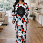 Ara Collection: Coral Cascade Abaya Kaftan Handcrafted Embroidery