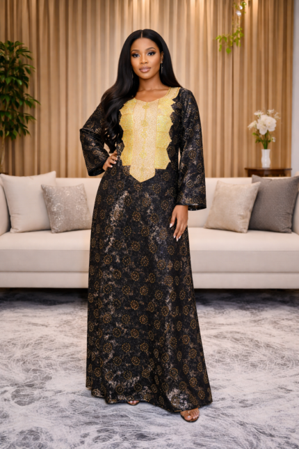 Bola Collection: Boubou Kaftan - Embroidered Chic with Dazzling Stone Details