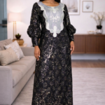 Bola Collection: Boubou Kaftan - Embroidered Sophistication with Bedazzling Stone Embellishments